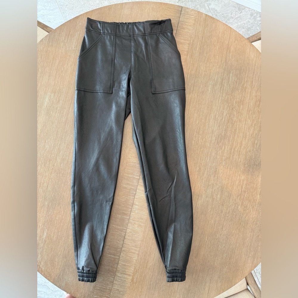 Spanx Faux Leather Jogger Black Sz S